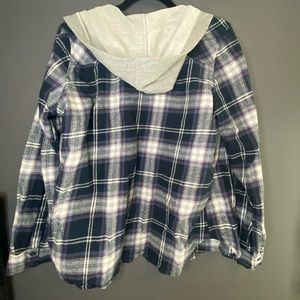 Flannel shirt with hood, medium EUC